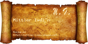 Mittler Iván névjegykártya